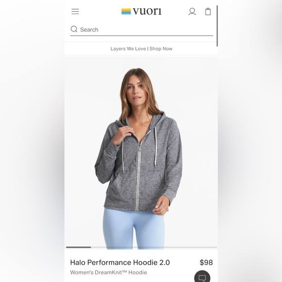 VUORI Halo Performance Hoodie 2.0 SMALL: Heather Gray NWOT - Picture 2 of 9